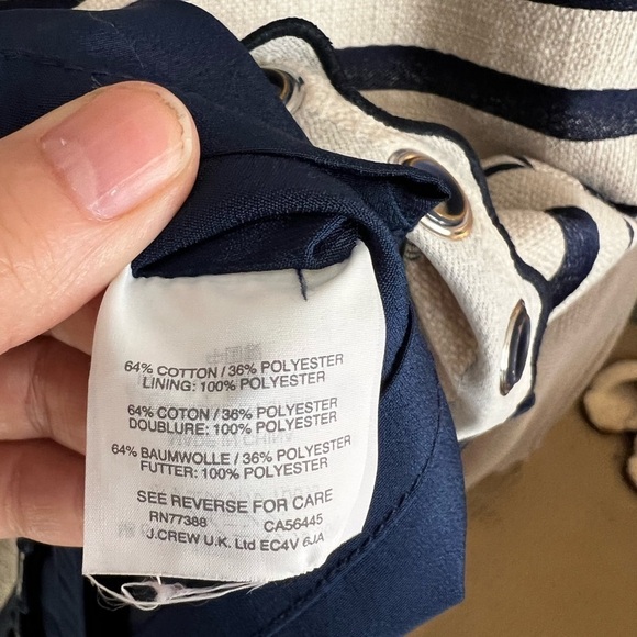 J. Crew | Striped | Scalloped | Shift Dress | Grommets | Navy & Beige | Size 4 - Picture 5 of 7